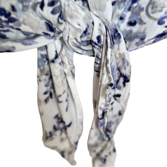 Mahina Womens Tie Front rayon Blouse lightweight floral Sleeve boho Hawaii - Picture 5 of 10